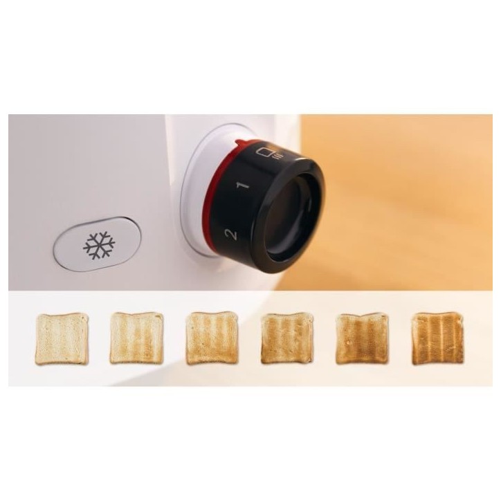 Toaster - BOSCH - TAT2M121 MyMoment - Blanc - 2 tranches - centrage automatique du pain - fonctions décongélation et réchauff Toaster - BOSCH - TAT2M121 MyMoment - Blanc - 2 tranches - centrage automatique du pain - fonctions décongélation et réchauff