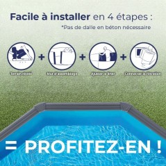 GRE - Kit Piscine hors sol acier ronde grise anthracite - Ø370 x H132