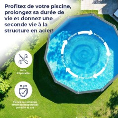 GRE - Kit Piscine hors sol acier ronde grise anthracite - Ø370 x H132
