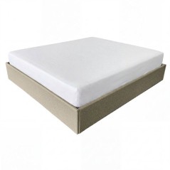 Lit coffre adulte - ECLIPSE - 180 x 200 cm - Tissu beige - Avec sommie