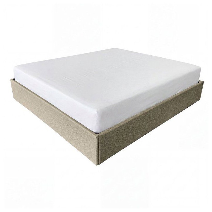 Lit coffre adulte - ECLIPSE - 180 x 200 cm - Tissu beige - Avec sommier Lit coffre adulte - ECLIPSE - 180 x 200 cm - Tissu beige - Avec sommier