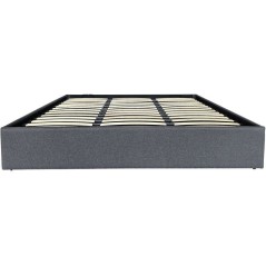 Lit coffre adulte - ECLIPSE - 180 x 200 cm - Tissu gris foncé - Avec