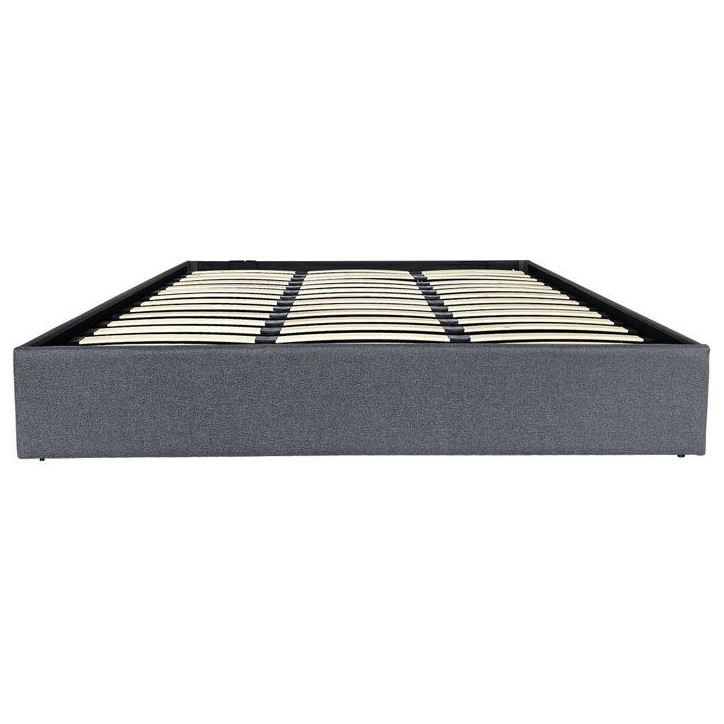 Lit coffre adulte - ECLIPSE - 180 x 200 cm - Tissu gris foncé - Avec sommier Lit coffre adulte - ECLIPSE - 180 x 200 cm - Tissu gris foncé - Avec sommier