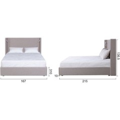 Lit coffre adulte - STAN 1 - 160 x 200 cm - Tissu beige texturé - Tet