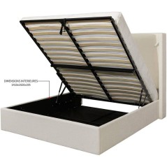 Lit coffre - STAN 2 - 140 x 190 cm - Tissu velours côtelé beige - Te