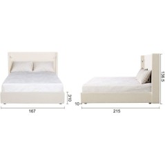 Lit coffre adulte - STAN 2 - 160 x 200 cm - Tissu velours côtelé bei