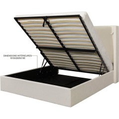 Lit coffre adulte - STAN 2 - 160 x 200 cm - Tissu velours côtelé bei