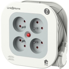 Enrouleur électrique - LINK2HOME - Compact 7 m - 4 prises - Protection thermique