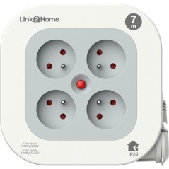 Enrouleur électrique - LINK2HOME - Compact 7 m - 4 prises - Protectio