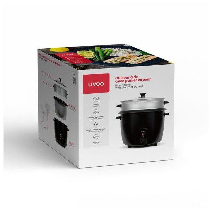 Cuiseur a riz - LIVOO - DOC368N - 2,8 L - panier vapeur - 1000 W