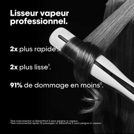 Lisseur vapeur professionnel - L'ORÉAL PROFESSIONNEL - SteamPod 3 - Flux de vapeur continu - Effet wavy sans effort - Blanc/noi