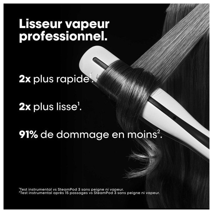 Lisseur vapeur professionnel - L'ORÉAL PROFESSIONNEL - SteamPod 3 - Flux de vapeur continu - Effet wavy sans effort - Blanc/noi