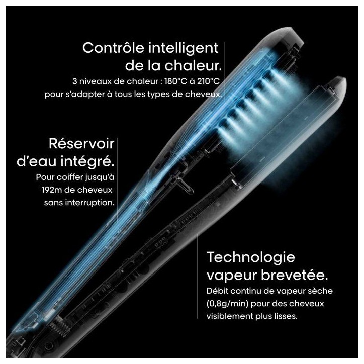 Lisseur vapeur professionnel - L'ORÉAL PROFESSIONNEL - SteamPod 3 - Flux de vapeur continu - Effet wavy sans effort - Blanc/noi