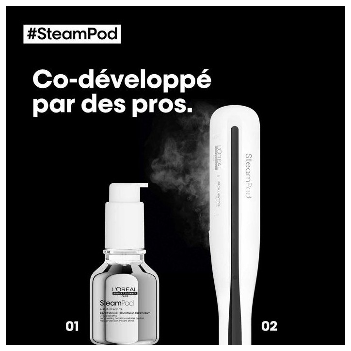 Lisseur vapeur professionnel - L'ORÉAL PROFESSIONNEL - SteamPod 3 - Flux de vapeur continu - Effet wavy sans effort - Blanc/noi