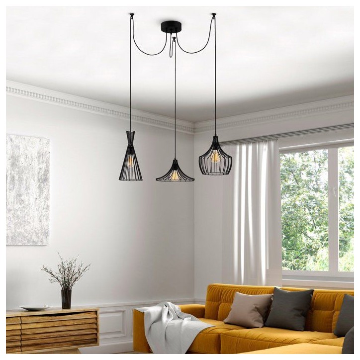 Suspension lustre D BY M.RED Black - Fer noir - Style contemporain - Robuste