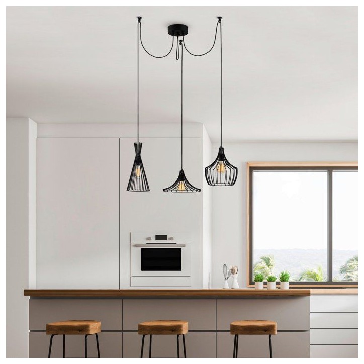 Suspension lustre D BY M.RED Black - Fer noir - Style contemporain - Robuste