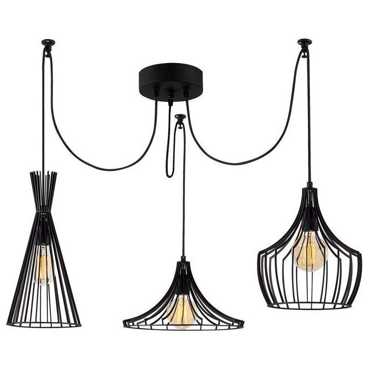 Suspension lustre D BY M.RED Black - Fer noir - Style contemporain - Robuste