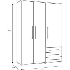 Armoire de chambre - MOKKARO - Décor Vert Sauge et chene - 3 portes b