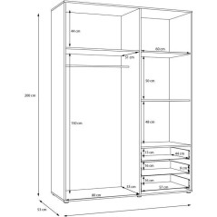 Armoire de chambre - MOKKARO - Décor Vert Sauge et chene - 3 portes b
