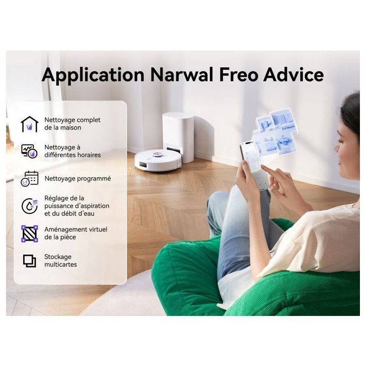NARWAL Freo S - Robot Aspirateur Laveur - 8000 Pa - Autovidage 180 Jours - Navigation LDS - Cartographie 3D NARWAL Freo S - Robot Aspirateur Laveur - 8000 Pa - Autovidage 180 Jours - Navigation LDS - Cartographie 3D