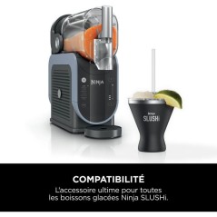 Verres a cocktail isothermes - NINJA - SLUSHi XSKMRG2BKEUK - Lot de 2 - Noir - Couvercles et pailles inclus