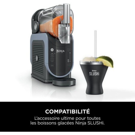 Verres a cocktail isothermes - NINJA - SLUSHi XSKMRG2BKEUK - Lot de 2 - Noir - Couvercles et pailles inclus