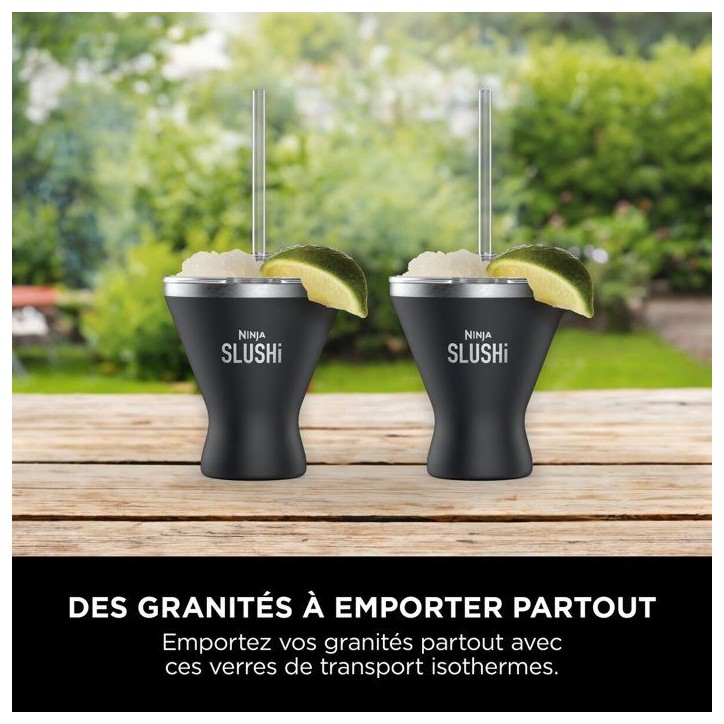 Verres a cocktail isothermes - NINJA - SLUSHi XSKMRG2BKEUK - Lot de 2 - Noir - Couvercles et pailles inclus Verres a cocktail isothermes - NINJA - SLUSHi XSKMRG2BKEUK - Lot de 2 - Noir - Couvercles et pailles inclus