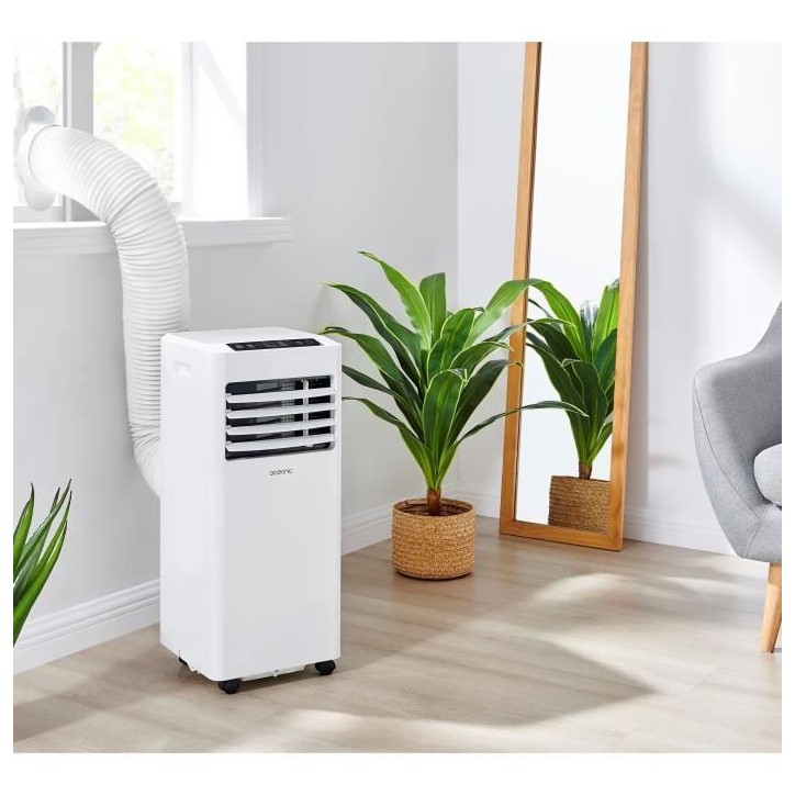 Climatiseur mobile OCEANIC - 7000 BTU - 2050W - Déshumidificateur - Programmable - Classe énergétique A - Monobloc - Kit de f Climatiseur mobile OCEANIC - 7000 BTU - 2050W - Déshumidificateur - Programmable - Classe énergétique A - Monobloc - Kit de f