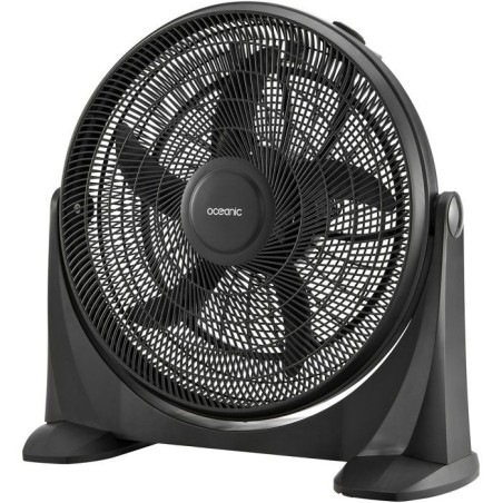 Ventilateur de sol OCEANIC - 65 W - Diametre 54 cm - 3 vitesses - Inclinable a 360° - Noir