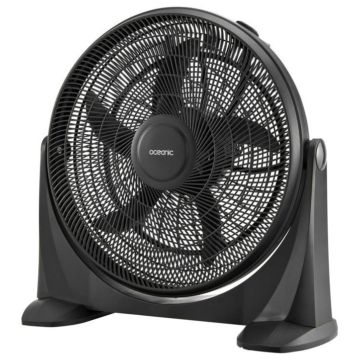 Ventilateur de sol OCEANIC - 65 W - Diametre 54 cm - 3 vitesses - Inclinable a 360° - Noir Ventilateur de sol OCEANIC - 65 W - Diametre 54 cm - 3 vitesses - Inclinable a 360° - Noir