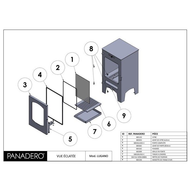 Poele a bois - PANADERO - Lugano Ecodesign - 6,9 kW - 210 m³ - Bûches jusqu'a 40 cm - Double combustion Poele a bois - PANADERO - Lugano Ecodesign - 6,9 kW - 210 m³ - Bûches jusqu'a 40 cm - Double combustion
