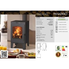 Poele a bois - PANADERO - Lugano Ecodesign - 6,9 kW - 210 m³ - Bûche
