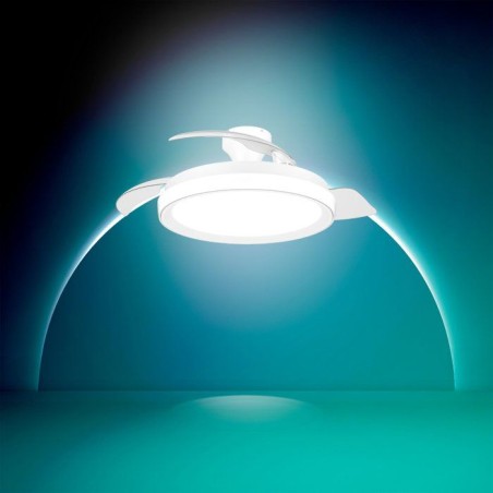 Ventilateur de plafond - Philips - Bliss - Pales rétractables - Diametre 106 cm - Blanc - LED intégrée + télécommande