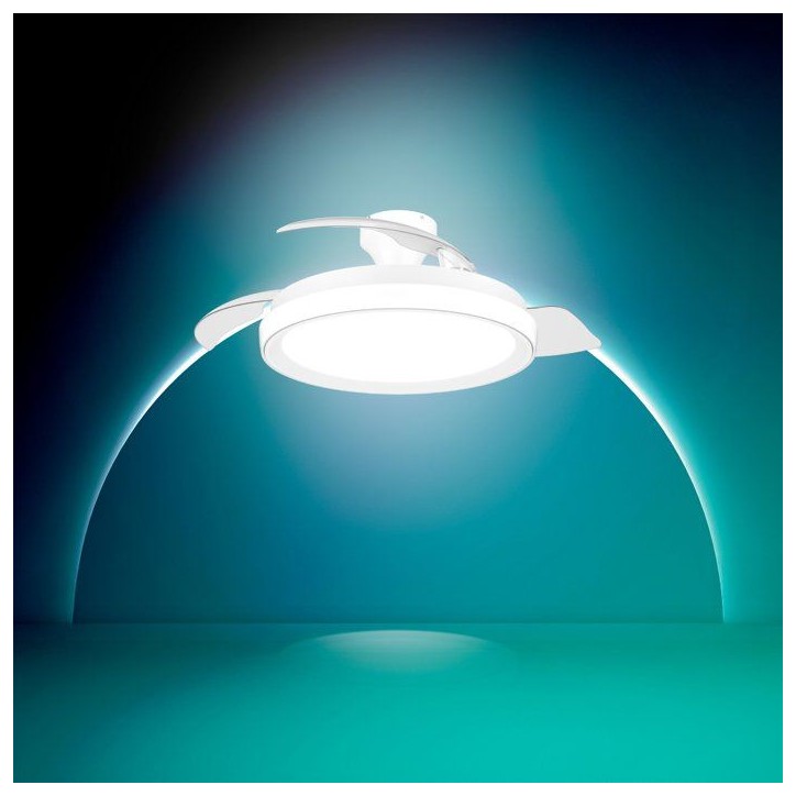 Ventilateur de plafond - Philips - Bliss - Pales rétractables - Diametre 106 cm - Blanc - LED intégrée + télécommande