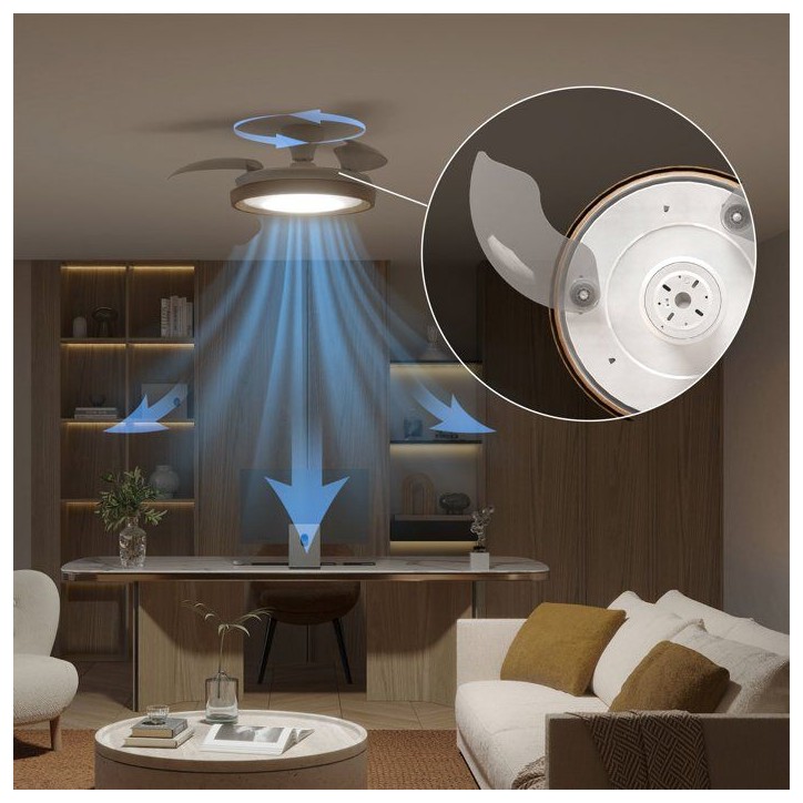 Ventilateur de plafond - Philips - Bliss - Pales rétractables - Diametre 106 cm -Bois - LED intégrée + télécommande Ventilateur de plafond - Philips - Bliss - Pales rétractables - Diametre 106 cm -Bois - LED intégrée + télécommande