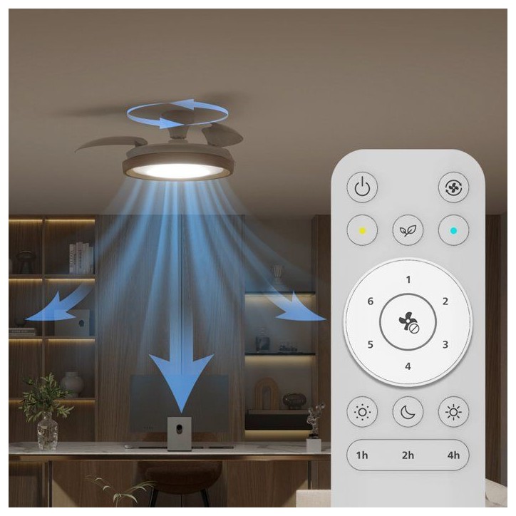 Ventilateur de plafond - Philips - Bliss - Pales rétractables - Diametre 106 cm -Bois - LED intégrée + télécommande Ventilateur de plafond - Philips - Bliss - Pales rétractables - Diametre 106 cm -Bois - LED intégrée + télécommande
