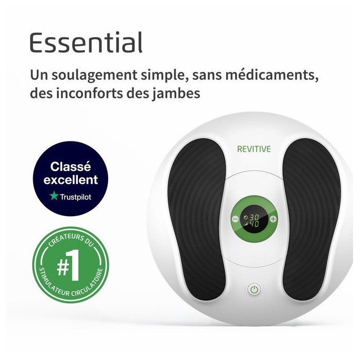 Stimulateur circulatoire - REVITIVE - Essential - Stimulation des jambes - Utilisation simple - Compact Stimulateur circulatoire - REVITIVE - Essential - Stimulation des jambes - Utilisation simple - Compact