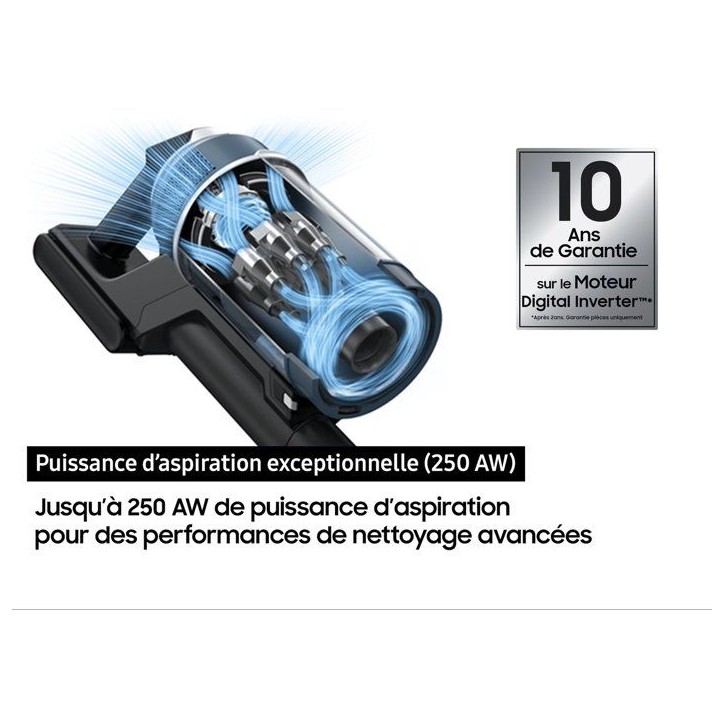 Aspirateur Balai sans fil - SAMSUNG Jet 85S Pet VS70H25XLT - 250 AW - Mini-brosse Pet Tool+ Aspirateur Balai sans fil - SAMSUNG Jet 85S Pet VS70H25XLT - 250 AW - Mini-brosse Pet Tool+