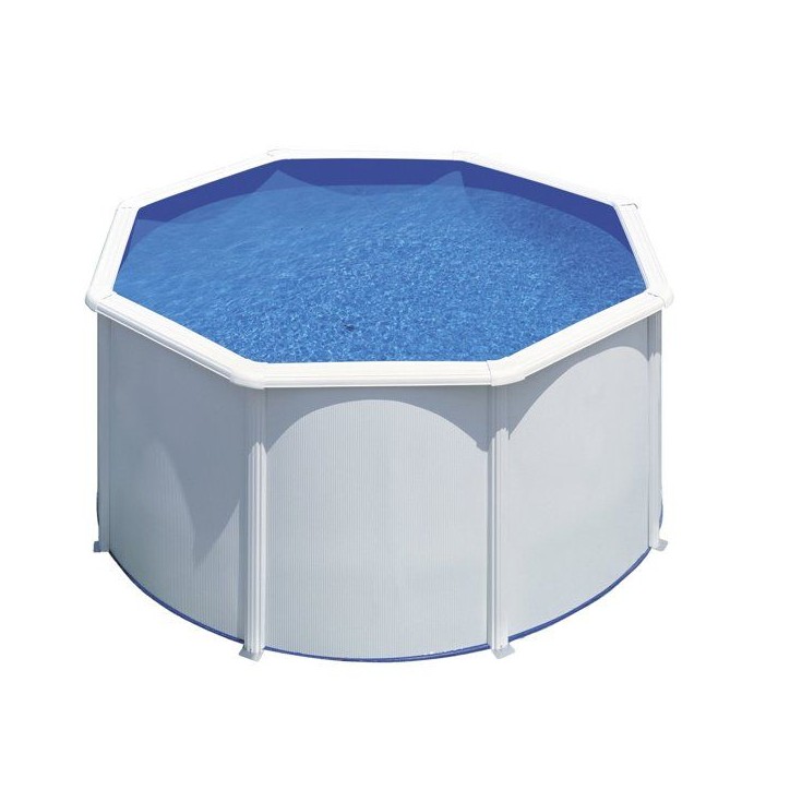 GRE - Kit Piscine hors sol acier ronde blanche Ø260 x 122 cm (Livrée avec filtre a sable et échelle) GRE - Kit Piscine hors sol acier ronde blanche Ø260 x 122 cm (Livrée avec filtre a sable et échelle)