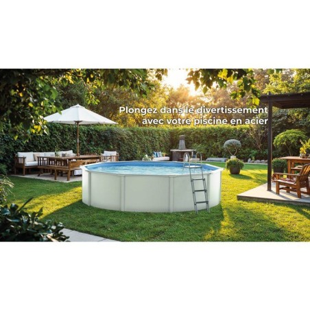 GRE - Kit Piscine hors sol acier ronde blanche Ø260 x 122 cm (Livrée avec filtre a sable et échelle)