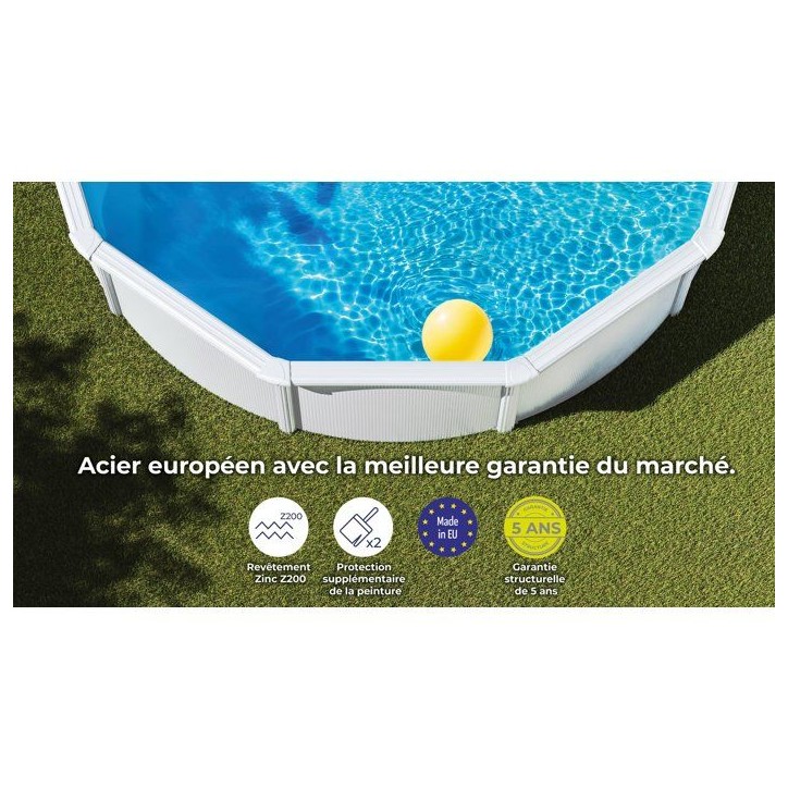 GRE - Kit Piscine hors sol acier ronde blanche Ø260 x 122 cm (Livrée avec filtre a sable et échelle) GRE - Kit Piscine hors sol acier ronde blanche Ø260 x 122 cm (Livrée avec filtre a sable et échelle)