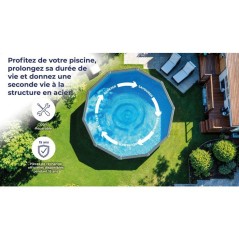 GRE - Kit Piscine hors sol acier ronde blanche Ø260 x 122 cm (Livrée