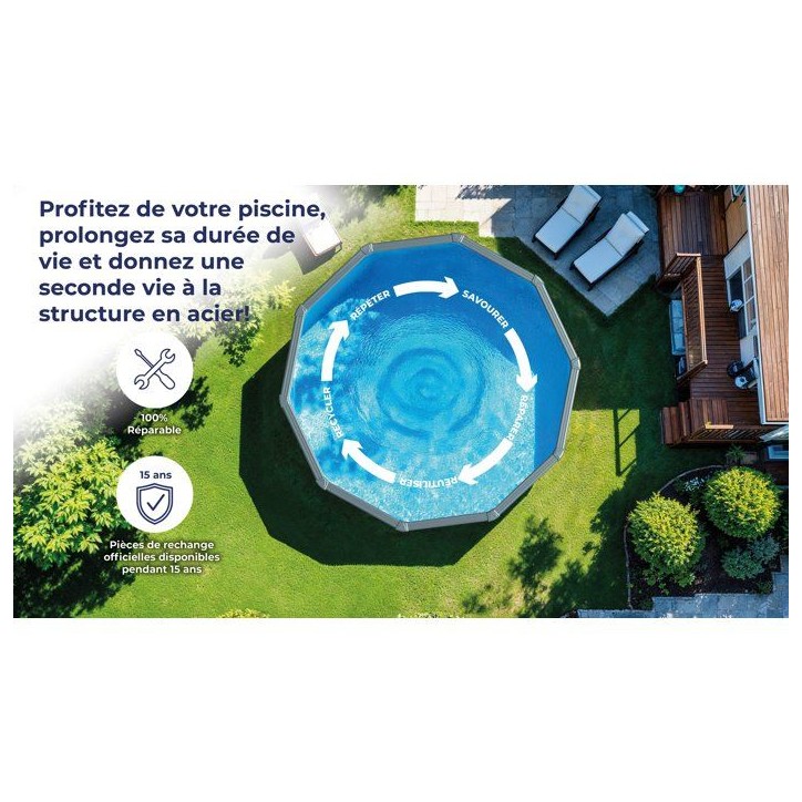 GRE - Kit Piscine hors sol acier ronde blanche Ø260 x 122 cm (Livrée avec filtre a sable et échelle) GRE - Kit Piscine hors sol acier ronde blanche Ø260 x 122 cm (Livrée avec filtre a sable et échelle)