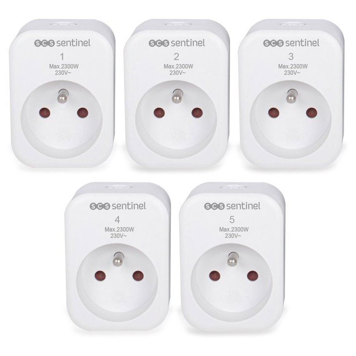 Prises télécommandées - SCS SENTINEL - ControlPower x5 - 5 prises - 1 télécommande Prises télécommandées - SCS SENTINEL - ControlPower x5 - 5 prises - 1 télécommande