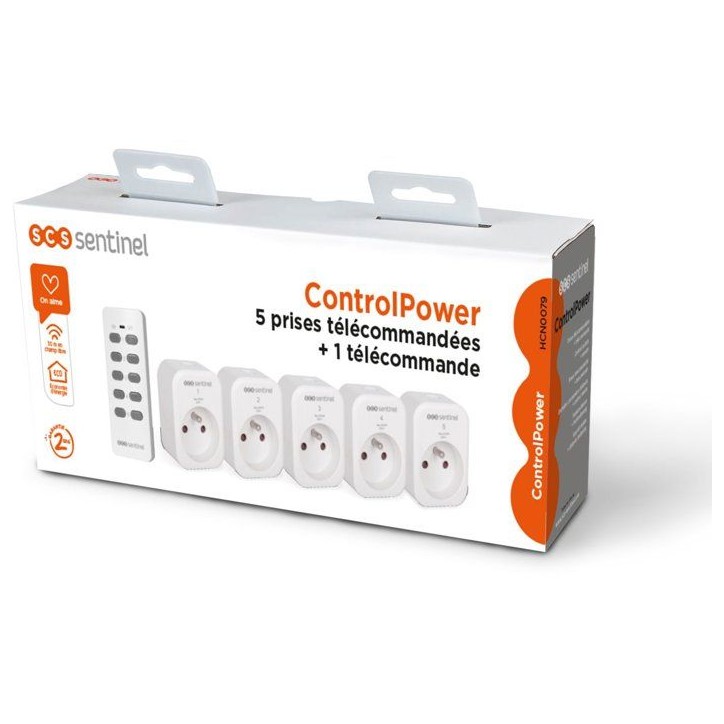 Prises télécommandées - SCS SENTINEL - ControlPower x5 - 5 prises - 1 télécommande Prises télécommandées - SCS SENTINEL - ControlPower x5 - 5 prises - 1 télécommande