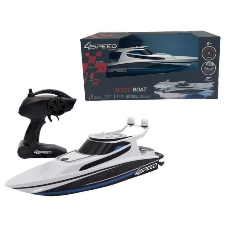 Bateau Télécommandé - SILVERLIT - 4SPEED - Speed Boat - 8 km/h - 34 cm - blanc et noir - des 8 ans