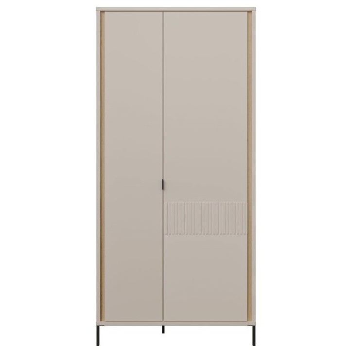 Armoire de chambre - Décor Sable- 2 portes battantes - L95 x P61 x H200 cm