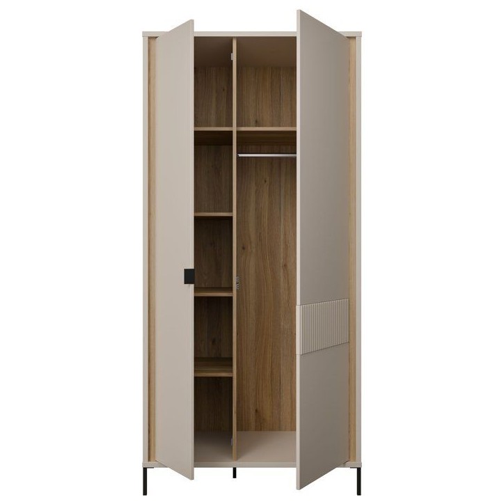 Armoire de chambre - Décor Sable- 2 portes battantes - L95 x P61 x H200 cm