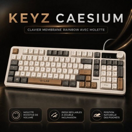 Clavier gamer membrane - Touches silencieuses - THE G-LAB - KEYZ CAESIUM EX - 100% - Filaire - Rétroéclairage Rainbow