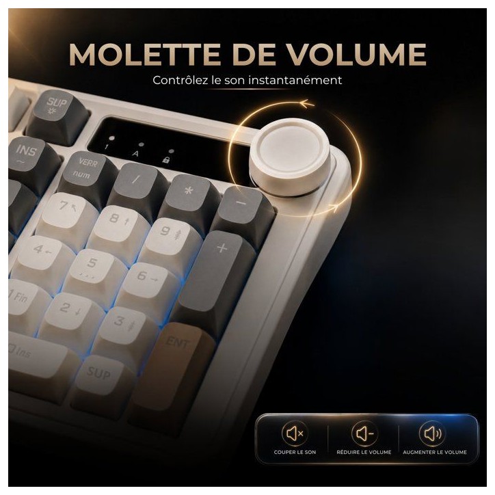 Clavier gamer membrane - Touches silencieuses - THE G-LAB - KEYZ CAESIUM EX - 100% - Filaire - Rétroéclairage Rainbow